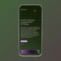 Smartphone screen with ChatGPT chat, AI tool, and artificial intelligence chatbot from OpenAI